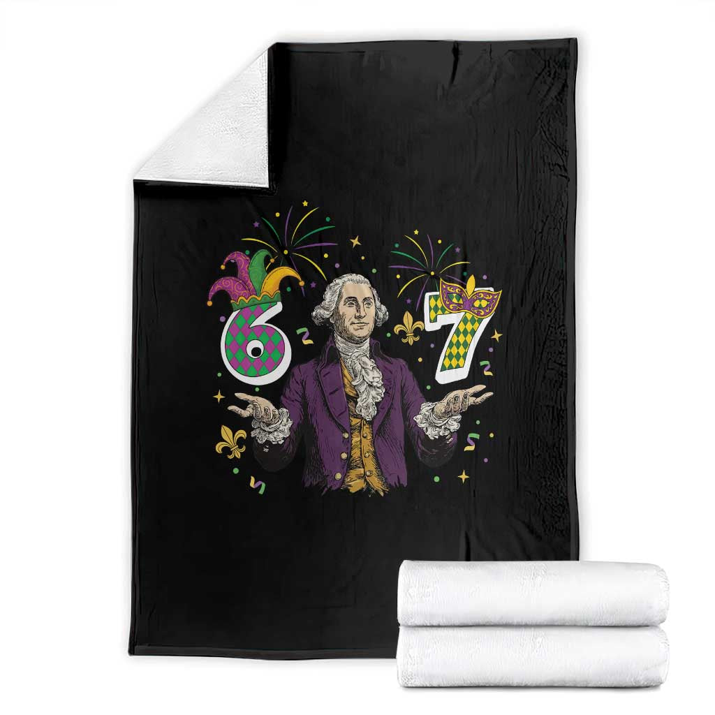 67 Mardi Gras Throw Blanket Funny Six Seven George Washington Meme TS14 Black Print Your Wear