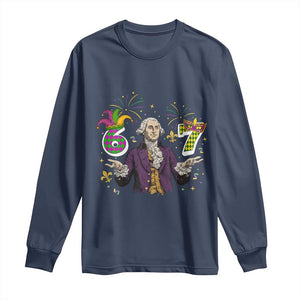 67 Mardi Gras Long Sleeve Shirt Funny Six Seven George Washington Meme TS14 Navy Print Your Wear