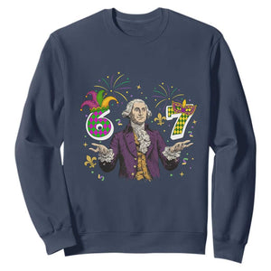 67 Mardi Gras Sweatshirt Funny Six Seven George Washington Meme TS14 Navy Print Your Wear