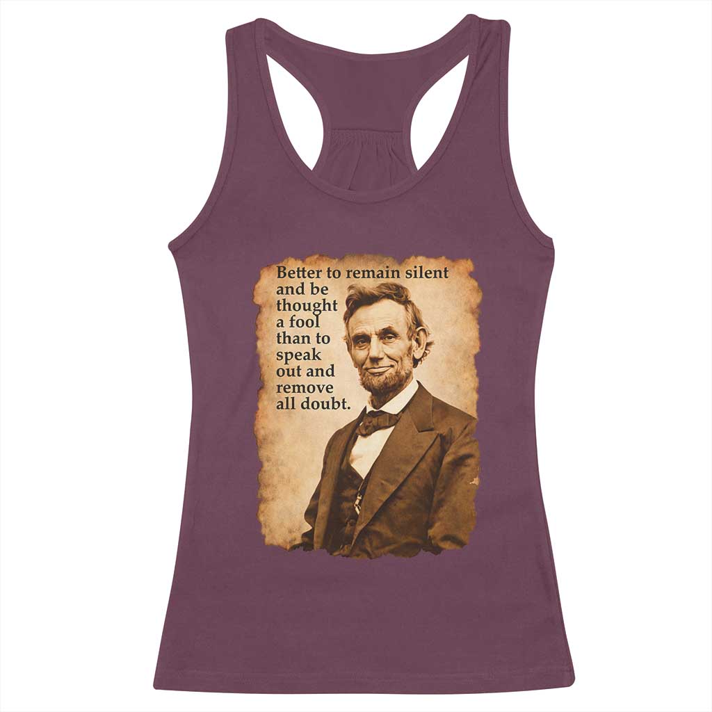 Abraham Lincoln American History Teacher School Racerback Tank Top TS14 Maroon Print Your Wear