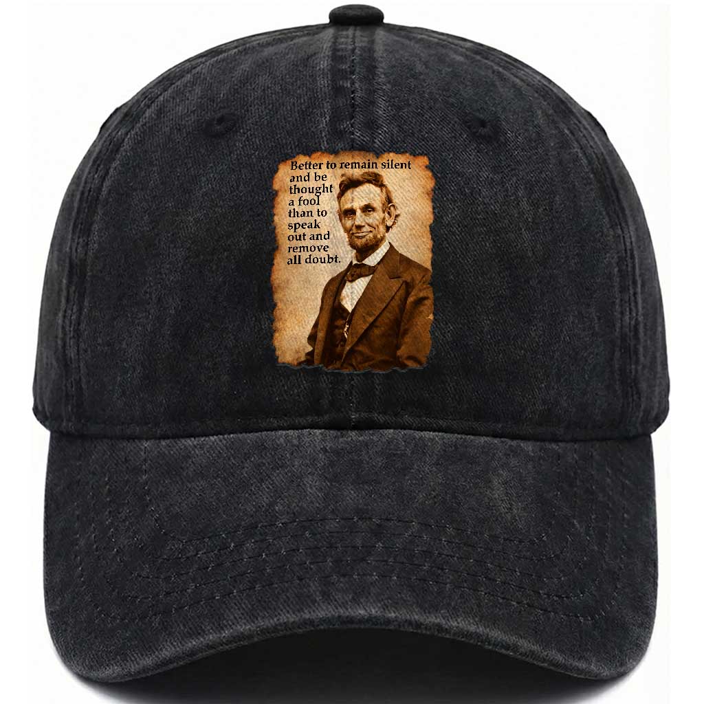 Abraham Lincoln American History Teacher School Washed Cotton Baseball Cap TS14 Washed Cap Universal Fit Black Print Your Wear