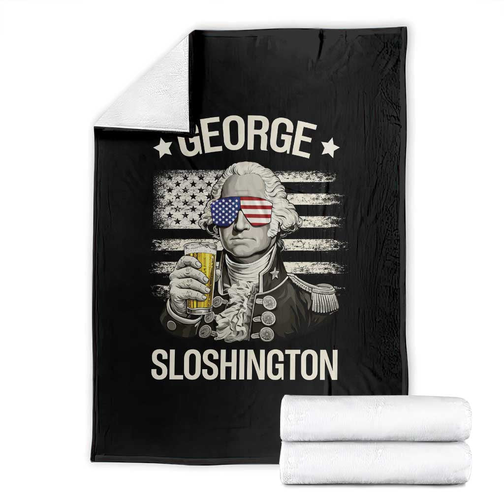 George Sloshington Washington Throw Blanket 4th of July America Flag Beer TS14 Black Print Your Wear