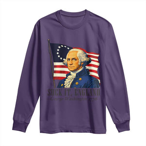 Funny George Washington 1776 Long Sleeve Shirt 4th July Suck-It England TS14 Purple Print Your Wear