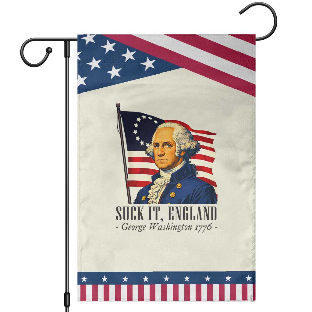 Funny George Washington 1776 Patriotic Garden Flag 4th July Suck-It England TS14 Modern Beige Blue Print Your Wear