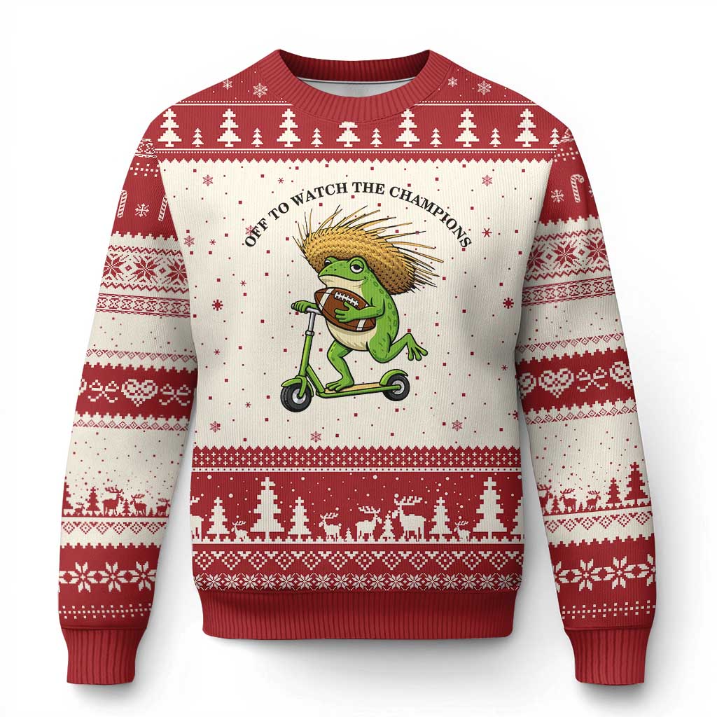 Seattle Championship 2026 Ugly Christmas Sweater Funny Frog Football TS14 Beige Red Print Your Wear