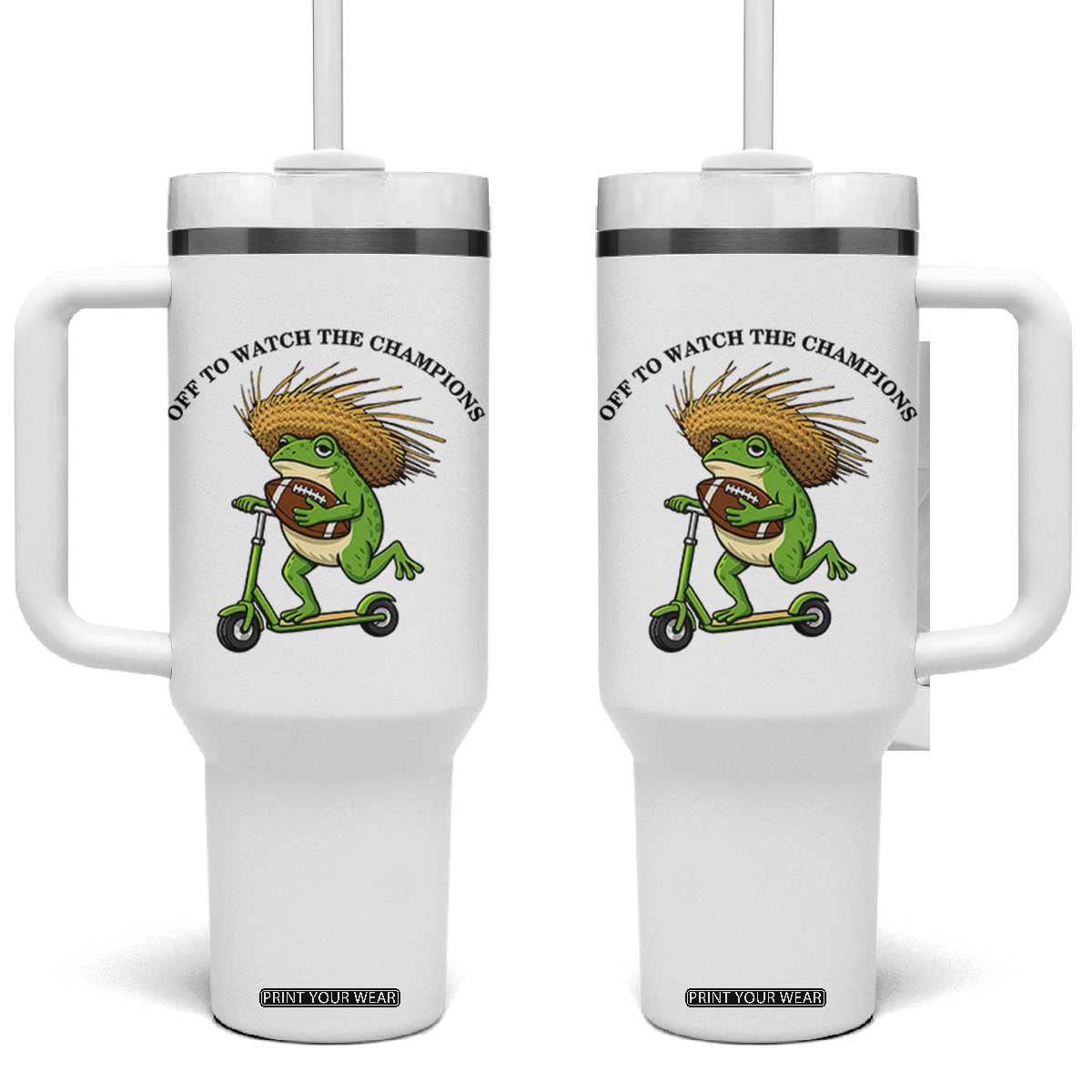 Seattle Championship 2026 Tumbler With Handle Funny Frog Football TS14 One Size: 40 oz White Print Your Wear