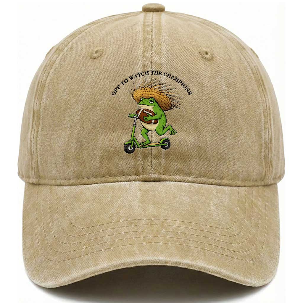 Seattle Championship 2026 Washed Cotton Baseball Cap Funny Frog Football TS14 Washed Cap Universal Fit Khaki Print Your Wear