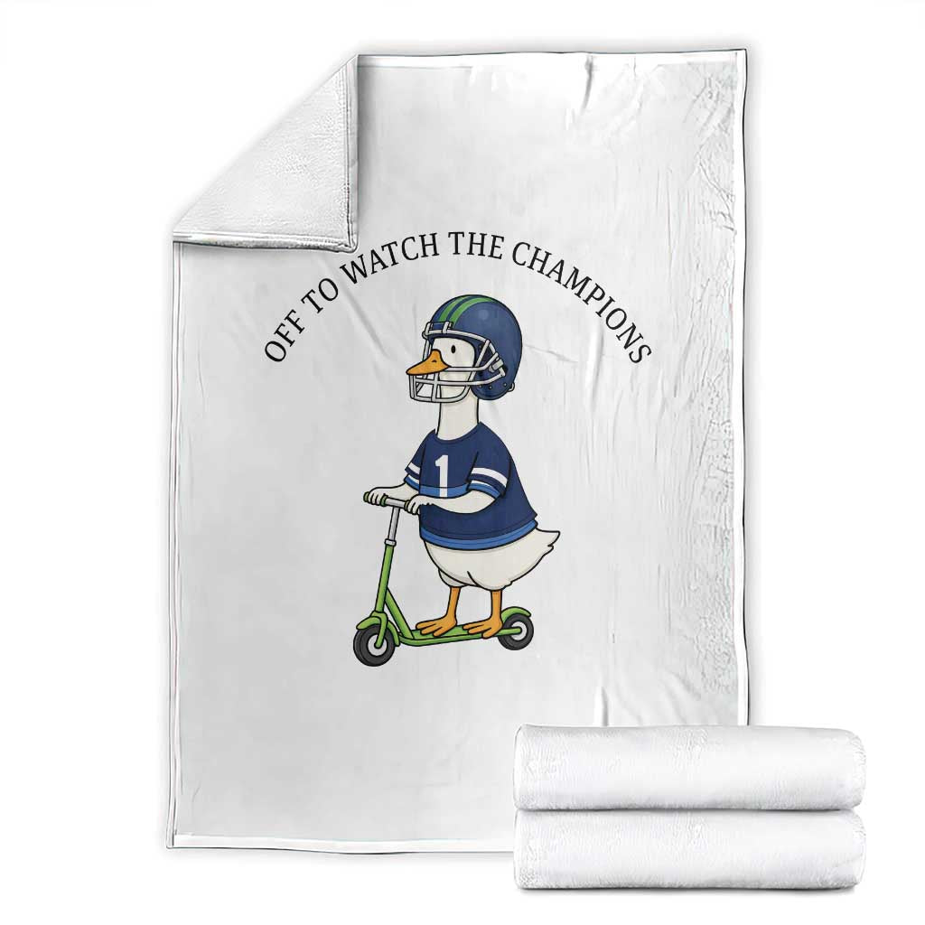 Funny Seattle Goose 2026 Throw Blanket Off To Watch The Champions TS14 White Print Your Wear