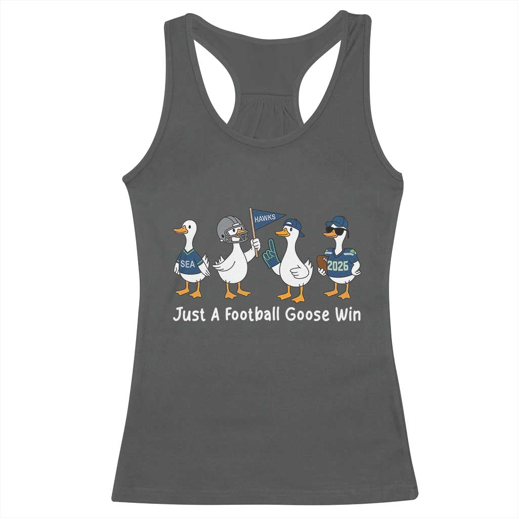 Seattle 2026 Racerback Tank Top Just A Football Goose Win TS14 Dark Heather Print Your Wear