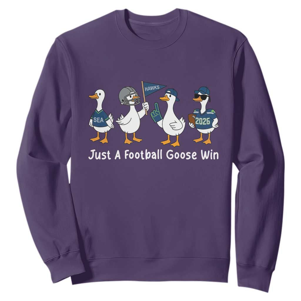 Seattle 2026 Sweatshirt Just A Football Goose Win TS14 Purple Print Your Wear