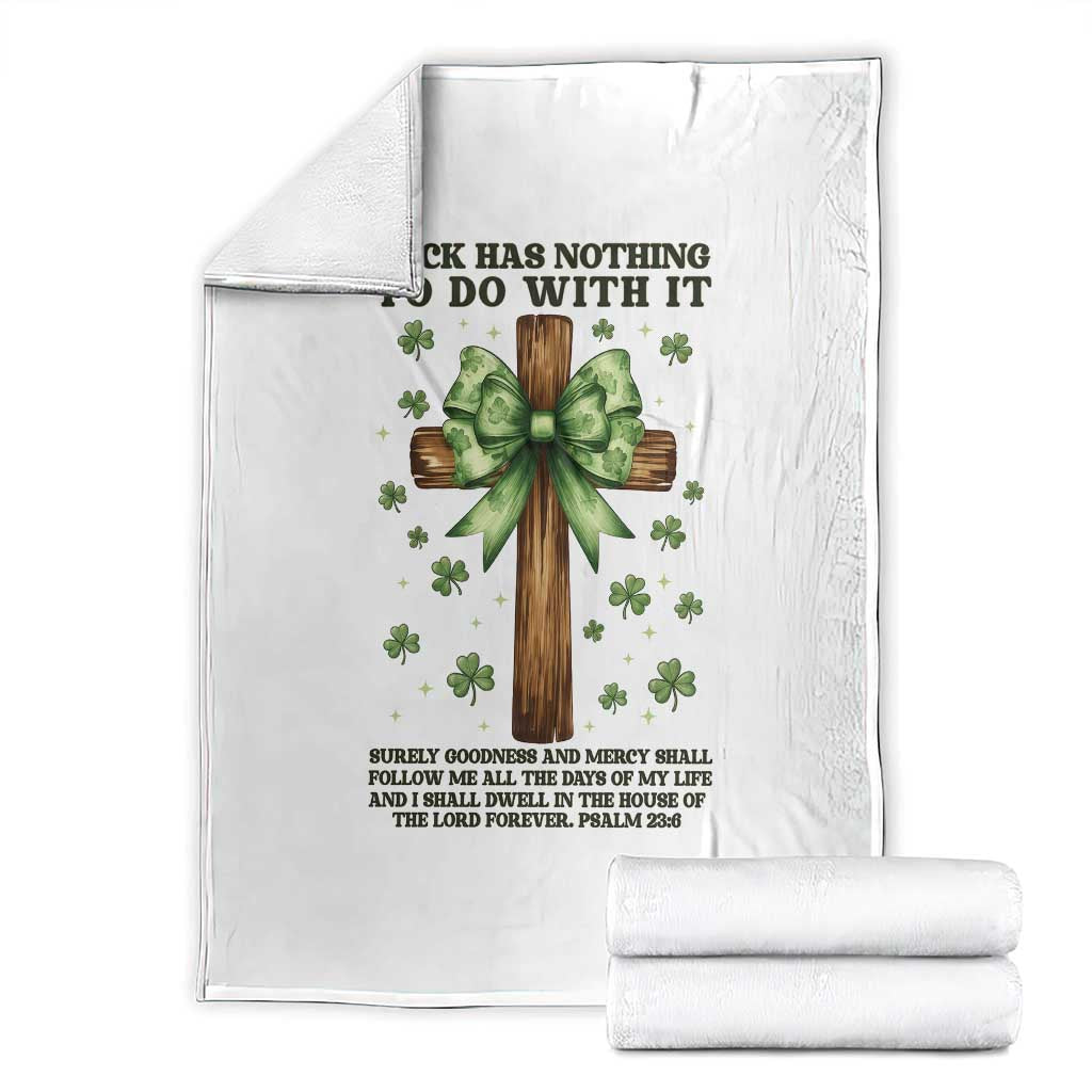 Faith Over Luck St Patrick's Day Throw Blanket Christian Jesus Bible Verse Psalm 23 TS14 White Print Your Wear