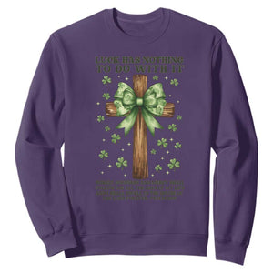 Faith Over Luck St Patrick's Day Sweatshirt Christian Jesus Bible Verse Psalm 23 TS14 Purple Print Your Wear