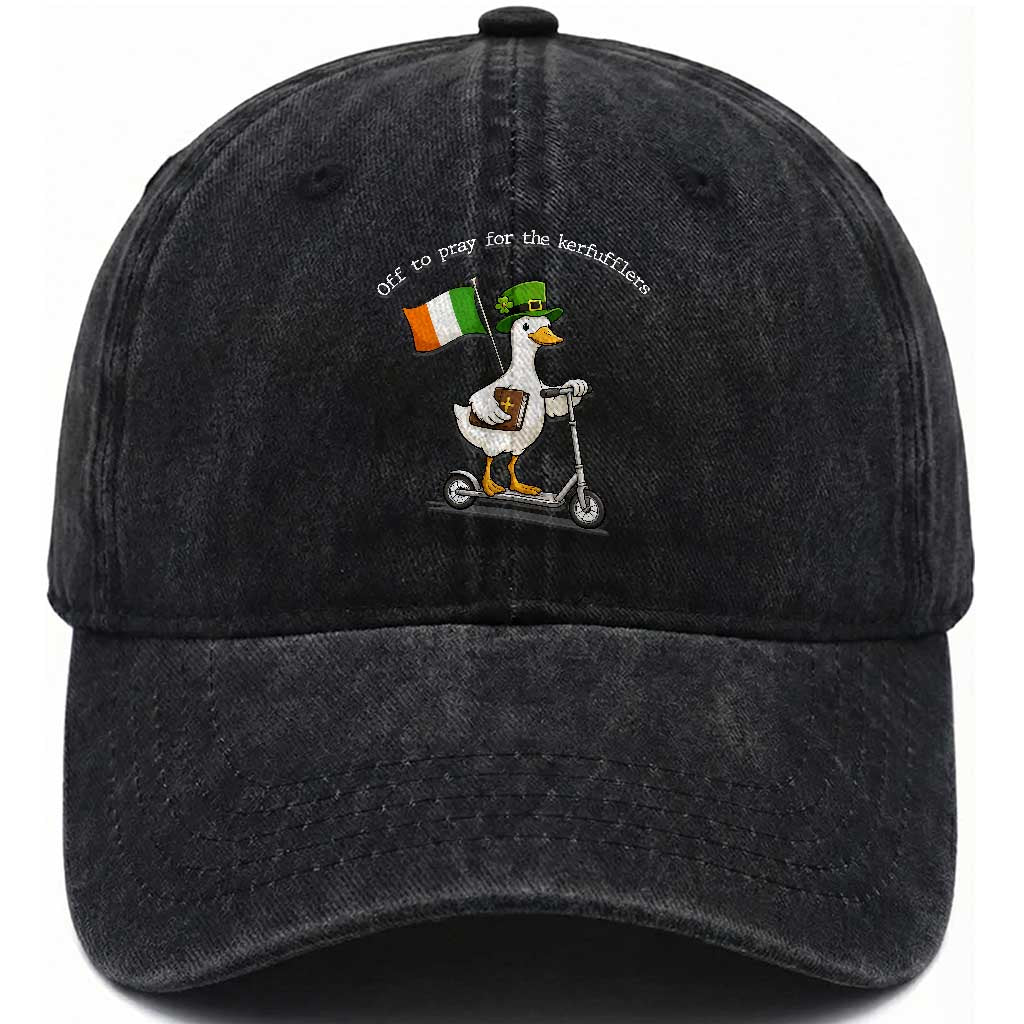 Funny Goose Christian St Patrick's Day Washed Cotton Baseball Cap Off To Pray For The Kerfufflers TS14 Washed Cap Universal Fit Black Print Your Wear