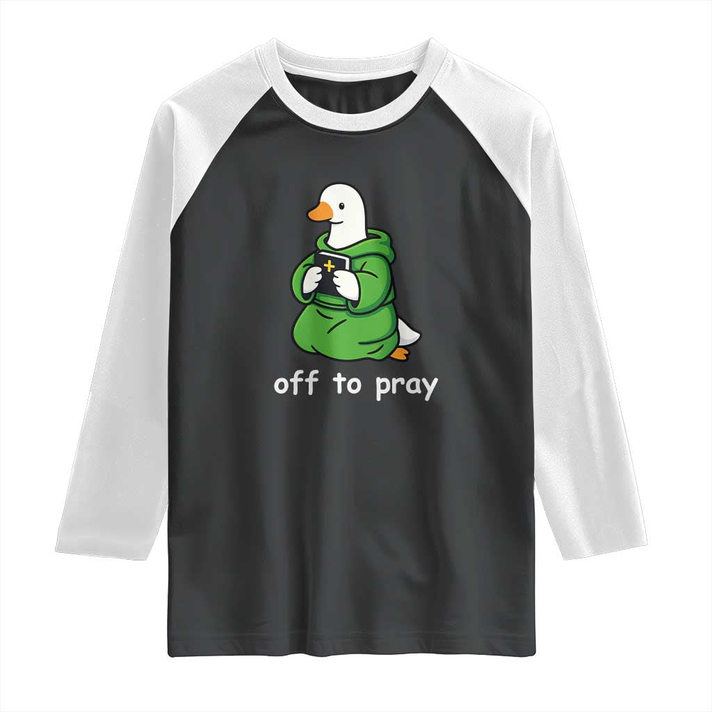 Christian Goose St Patrick's Day Raglan Shirt Off To Pray TS14 Black White Print Your Wear