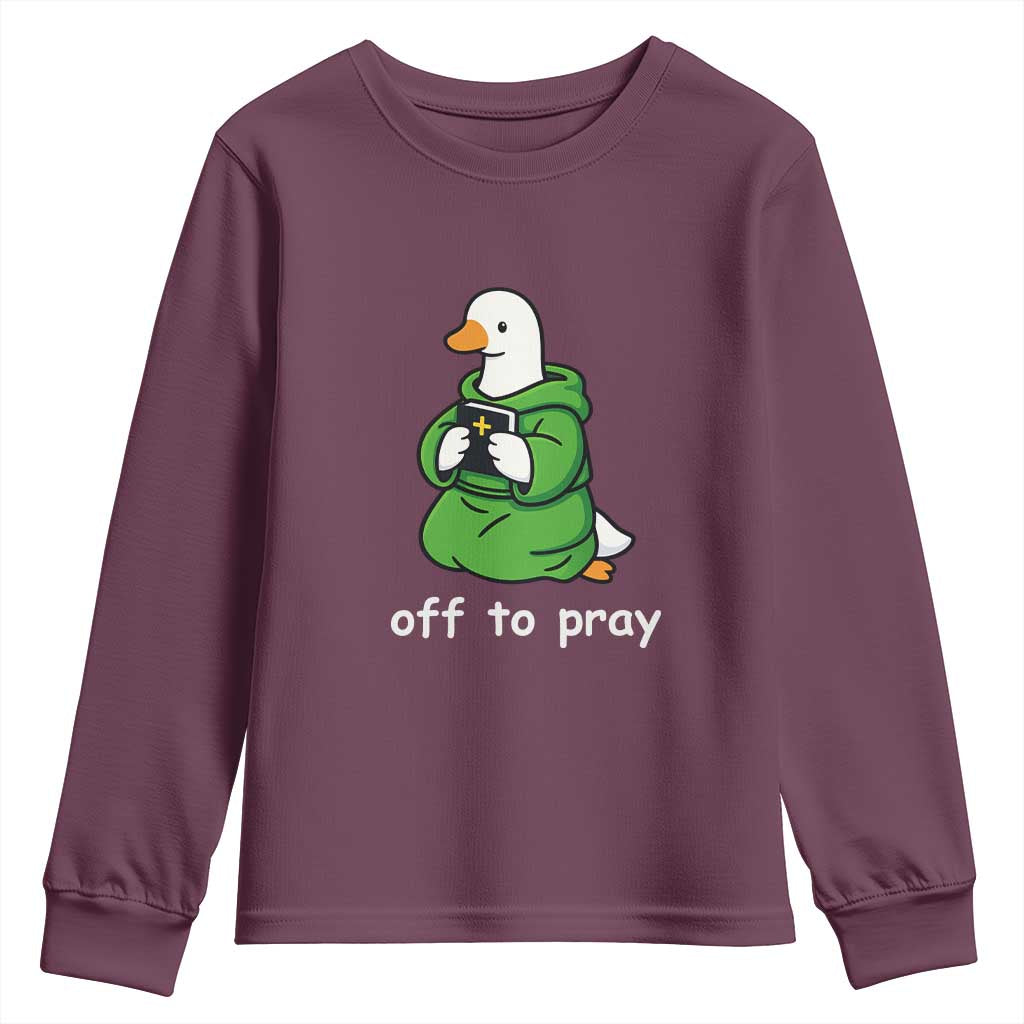Christian Goose St Patrick's Day Youth Sweatshirt Off To Pray TS14 Maroon Print Your Wear