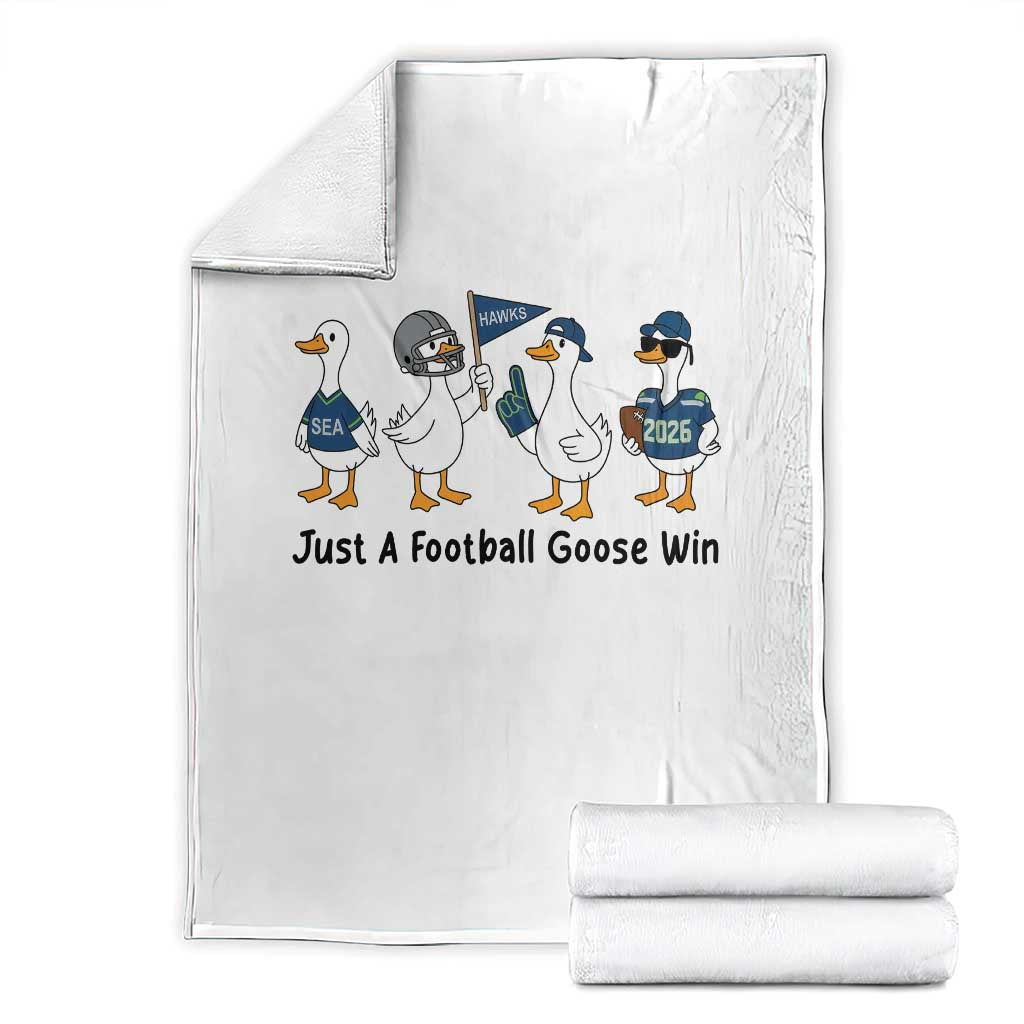 Funny Seattle 2026 Throw Blanket Just A Football Goose Win TS14 White Print Your Wear