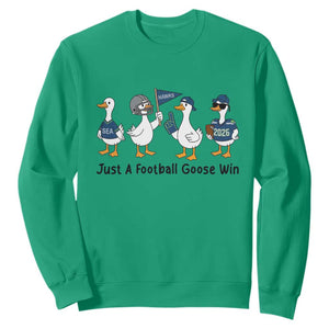Funny Seattle 2026 Sweatshirt Just A Football Goose Win TS14 Irish Green Print Your Wear