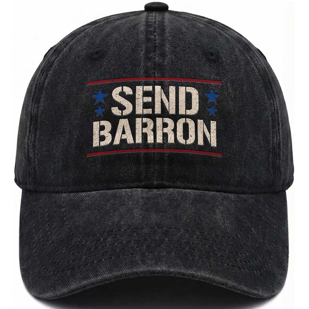 Send Barron Washed Cotton Baseball Cap Viral Hashtag Political Protest TS14 Washed Cap Universal Fit Black Print Your Wear