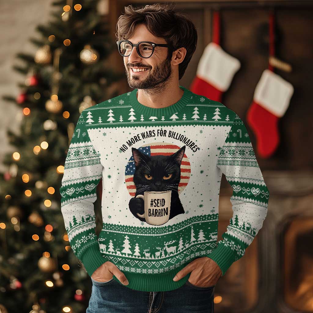 Send Barron Meme Ugly Christmas Sweater Funny Cat Sarcastic Political TS14 Beige Green Print Your Wear
