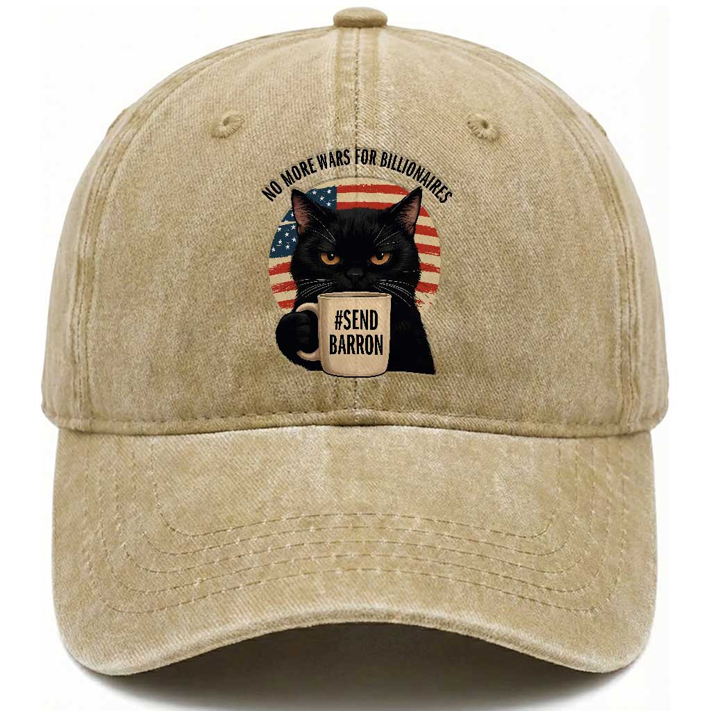 Send Barron Meme Washed Cotton Baseball Cap Funny Cat Sarcastic Political TS14 Washed Cap Universal Fit Khaki Print Your Wear