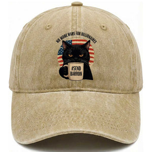Send Barron Meme Washed Cotton Baseball Cap Funny Cat Sarcastic Political TS14 Washed Cap Universal Fit Khaki Print Your Wear