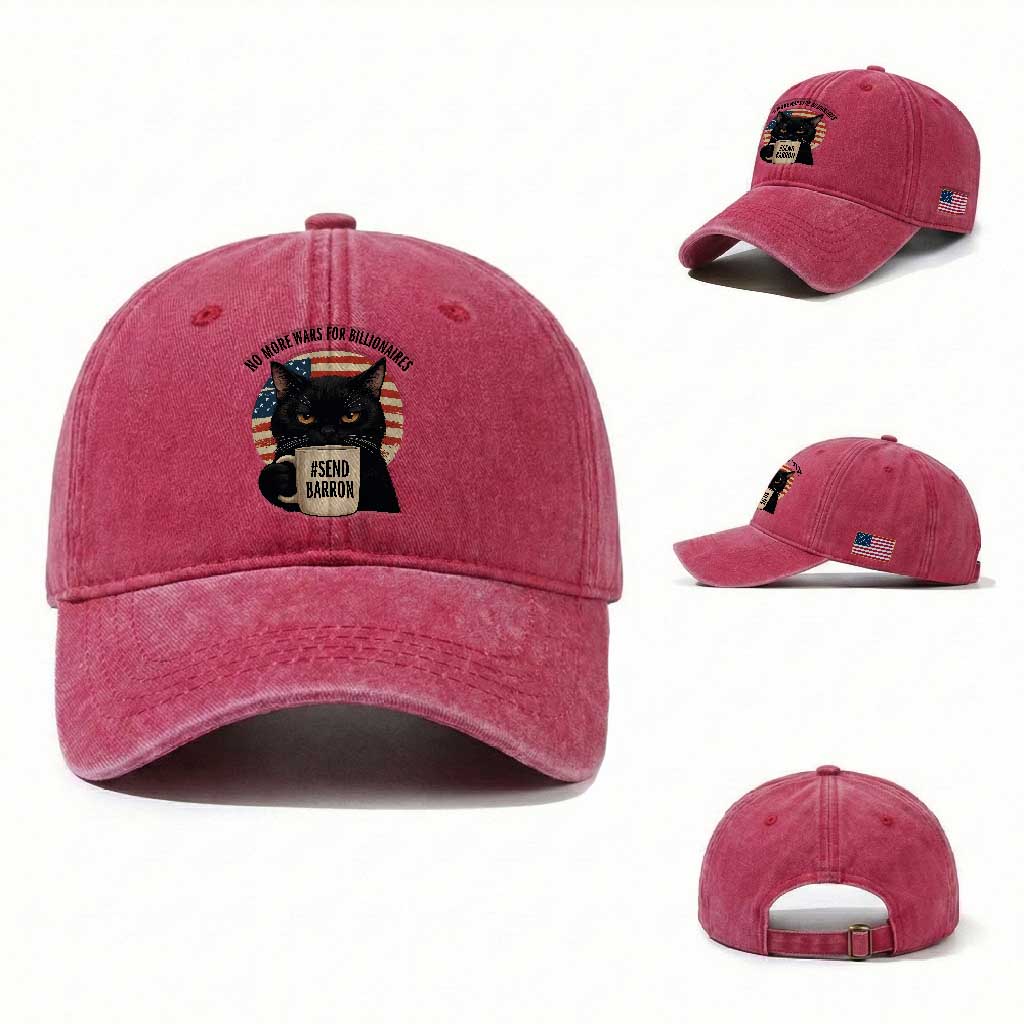 Send Barron Meme Washed Cotton Baseball Cap Funny Cat Sarcastic Political TS14 Washed Cap Universal Fit Red Print Your Wear