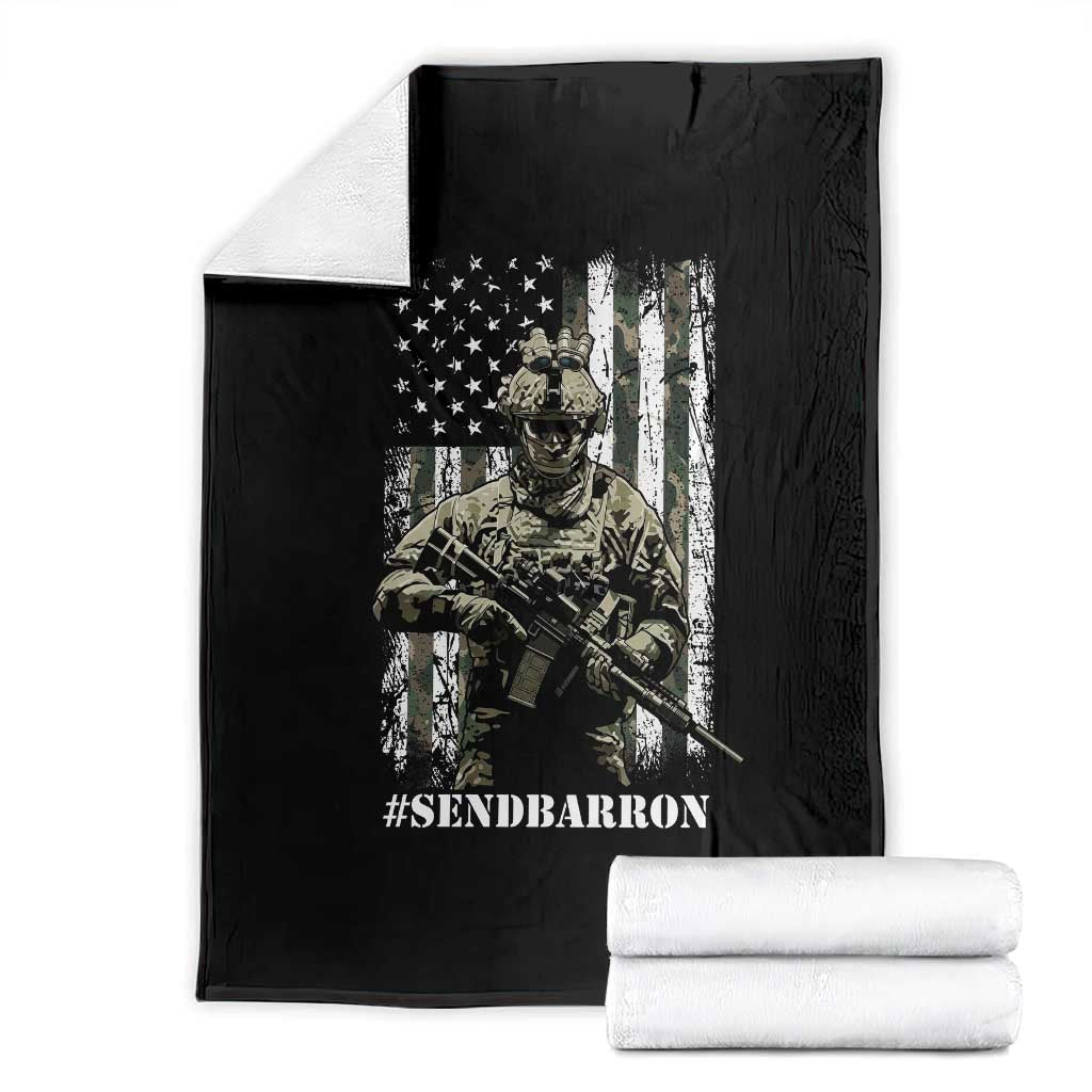 Send Barron Throw Blanket Sarcastic Political American Flag Camo Soldier TS14 Black Print Your Wear