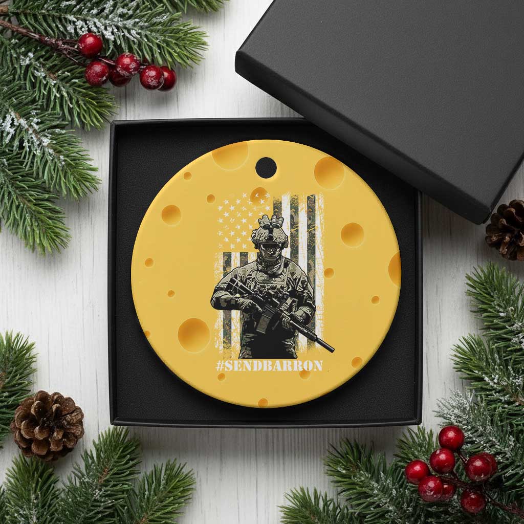 Send Barron Ceramic Ornament Sarcastic Political American Flag Camo Soldier TS14 1pc Yellow Cheese Print Your Wear