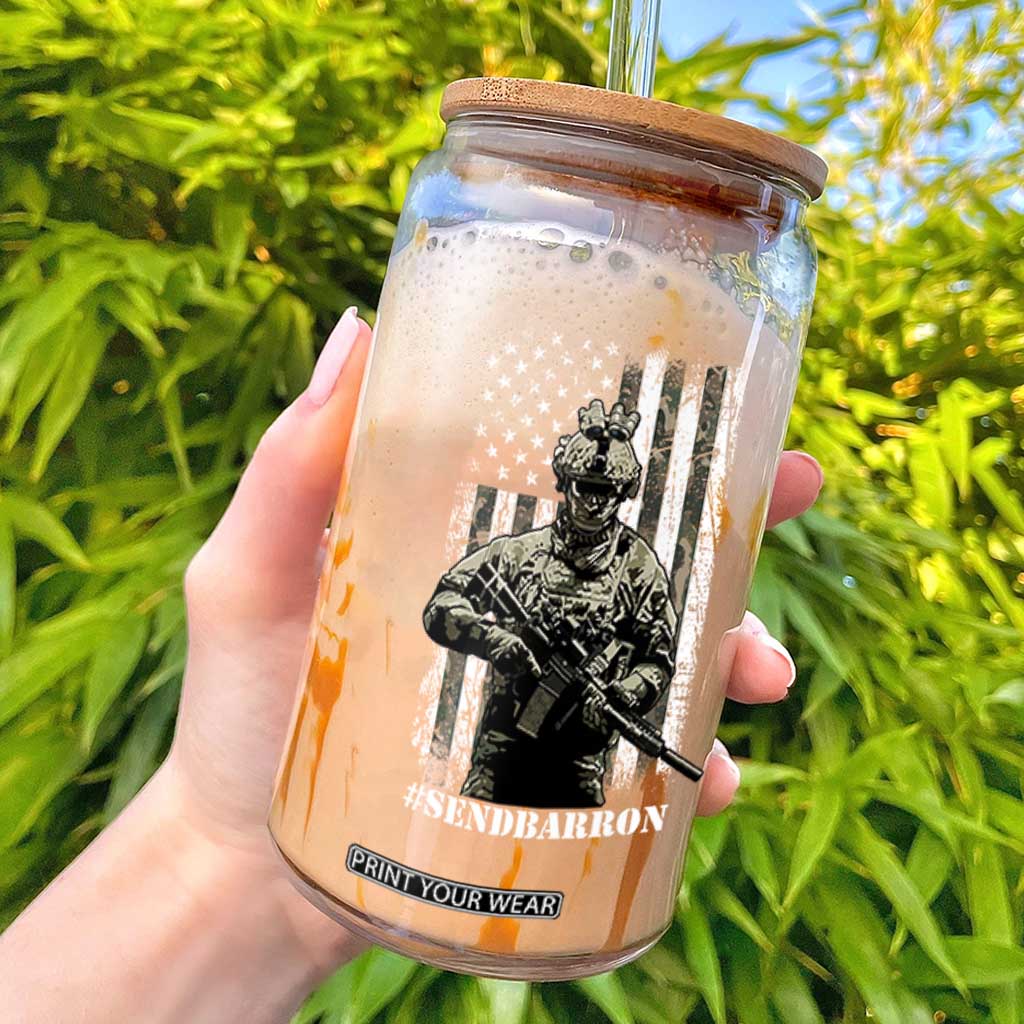 Send Barron Glass Can Sarcastic Political American Flag Camo Soldier TS14 Black Print Your Wear