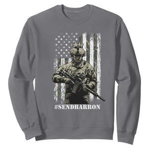 Send Barron Sweatshirt Sarcastic Political American Flag Camo Soldier TS14 Charcoal Print Your Wear