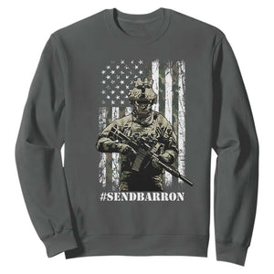 Send Barron Sweatshirt Sarcastic Political American Flag Camo Soldier TS14 Dark Heather Print Your Wear
