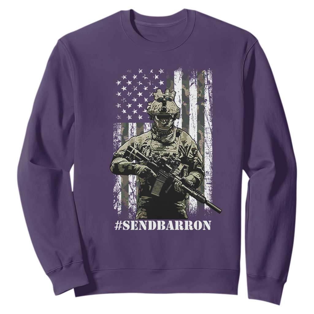 Send Barron Sweatshirt Sarcastic Political American Flag Camo Soldier TS14 Purple Print Your Wear