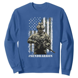 Send Barron Sweatshirt Sarcastic Political American Flag Camo Soldier TS14 Royal Blue Print Your Wear