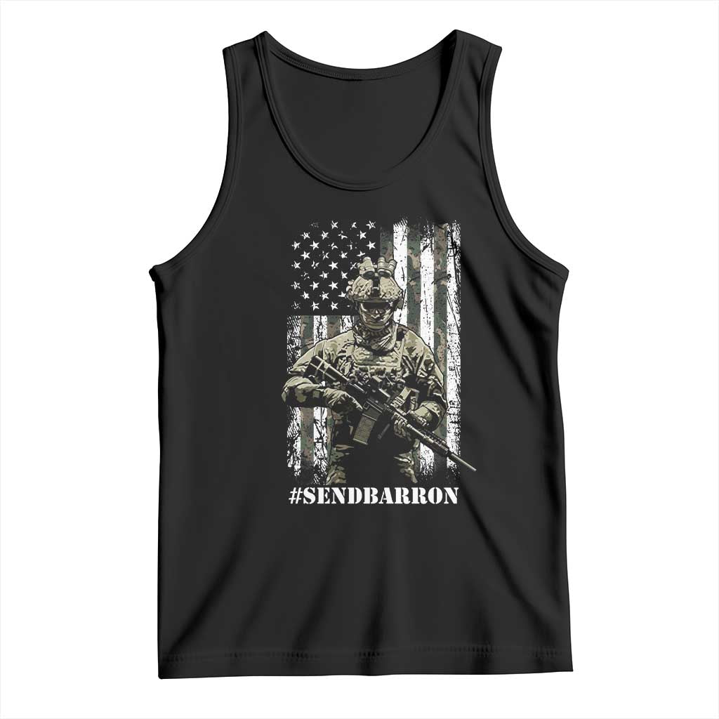 Send Barron Tank Top Sarcastic Political American Flag Camo Soldier TS14 Black Print Your Wear