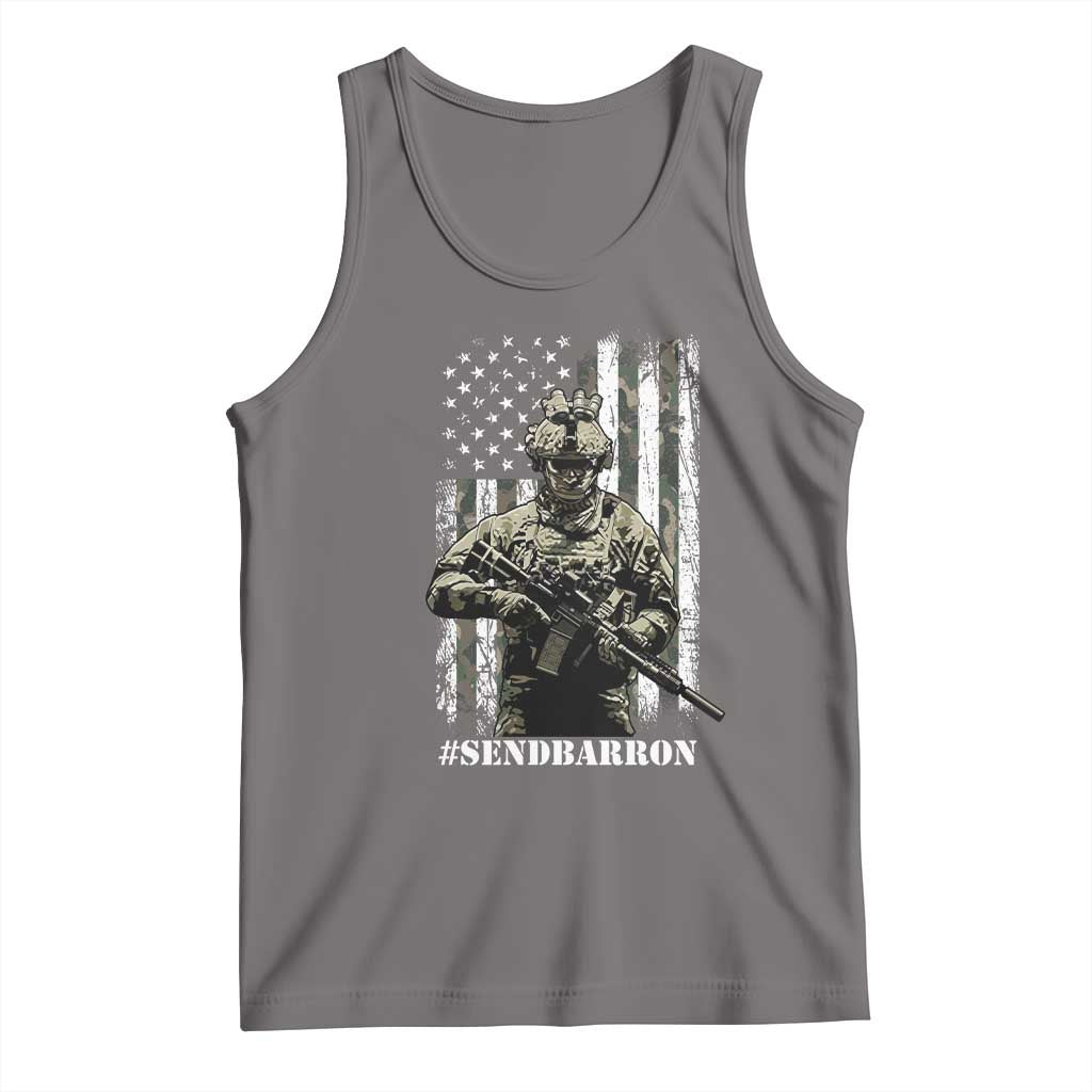 Send Barron Tank Top Sarcastic Political American Flag Camo Soldier TS14 Deep Heather Print Your Wear