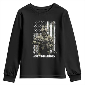Send Barron Youth Sweatshirt Sarcastic Political American Flag Camo Soldier TS14 Black Print Your Wear
