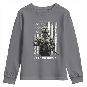 Send Barron Youth Sweatshirt Sarcastic Political American Flag Camo Soldier TS14 Charcoal Print Your Wear