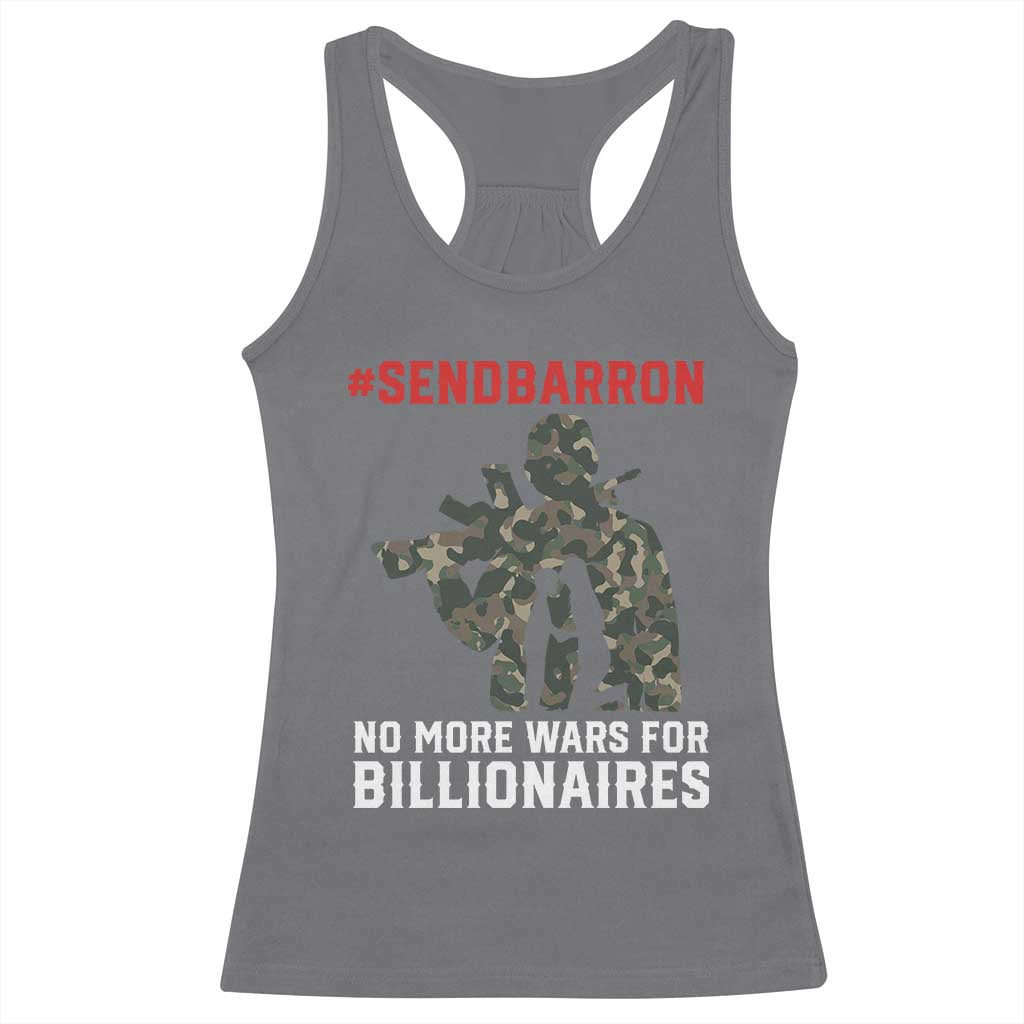 Send Barron Racerback Tank Top No More Wars For Billionaires TS14 Charcoal Print Your Wear