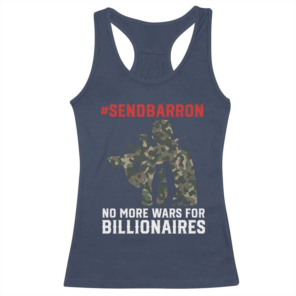 Send Barron Racerback Tank Top No More Wars For Billionaires TS14 Navy Print Your Wear