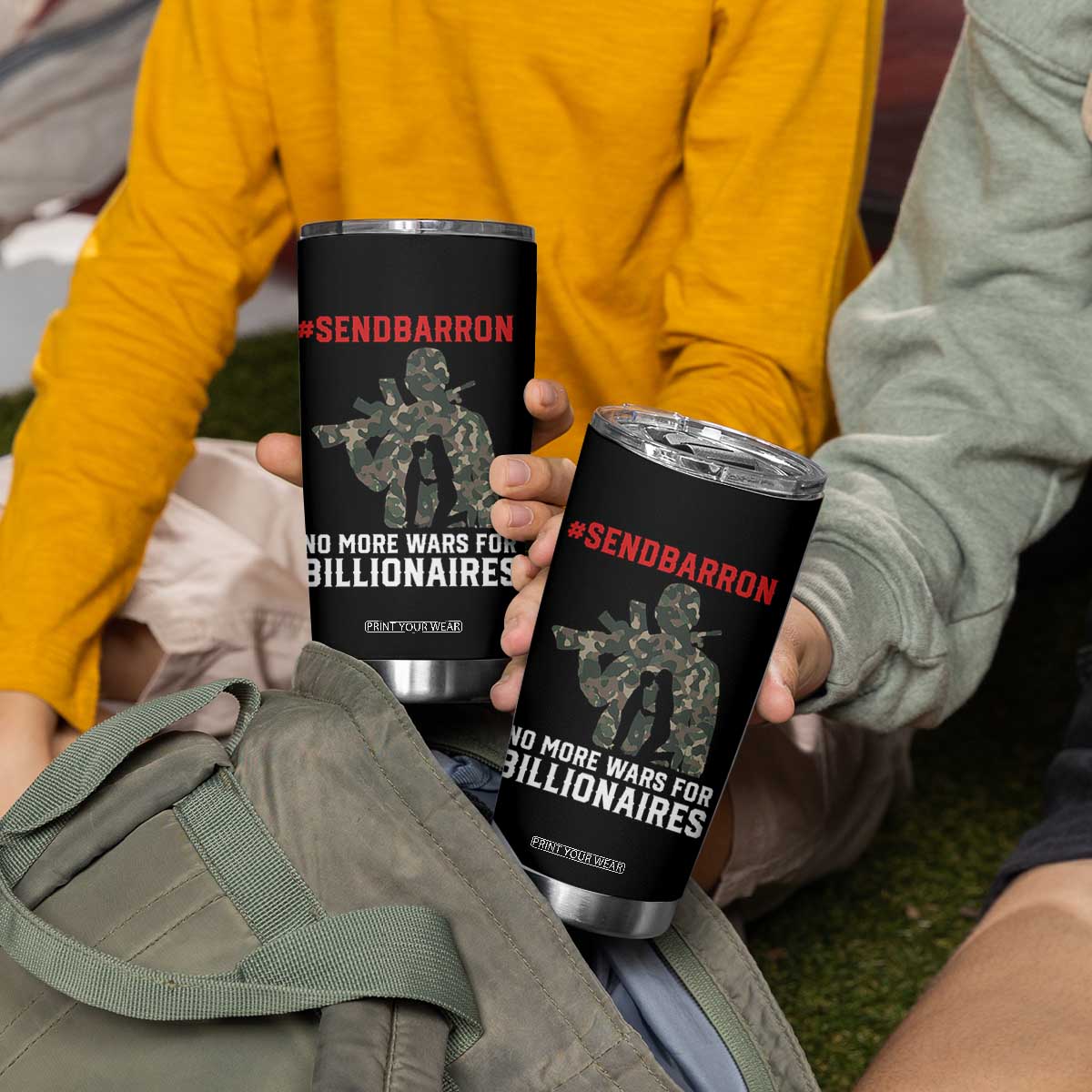 Send Barron Tumbler Cup No More Wars For Billionaires TS14 Print Your Wear