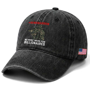 Send Barron Washed Cotton Baseball Cap No More Wars For Billionaires TS14 Print Your Wear