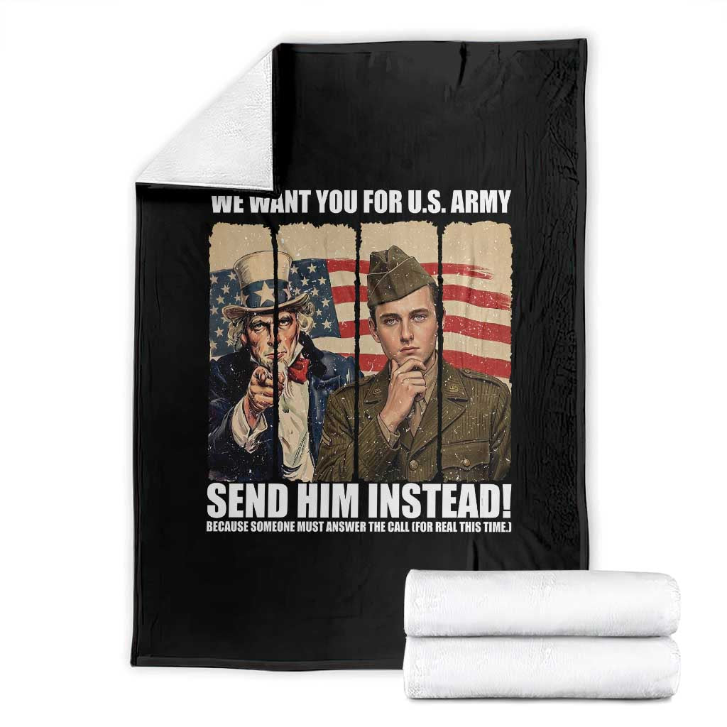 Send Barron Throw Blanket We Want You For US Army TS14 Black Print Your Wear