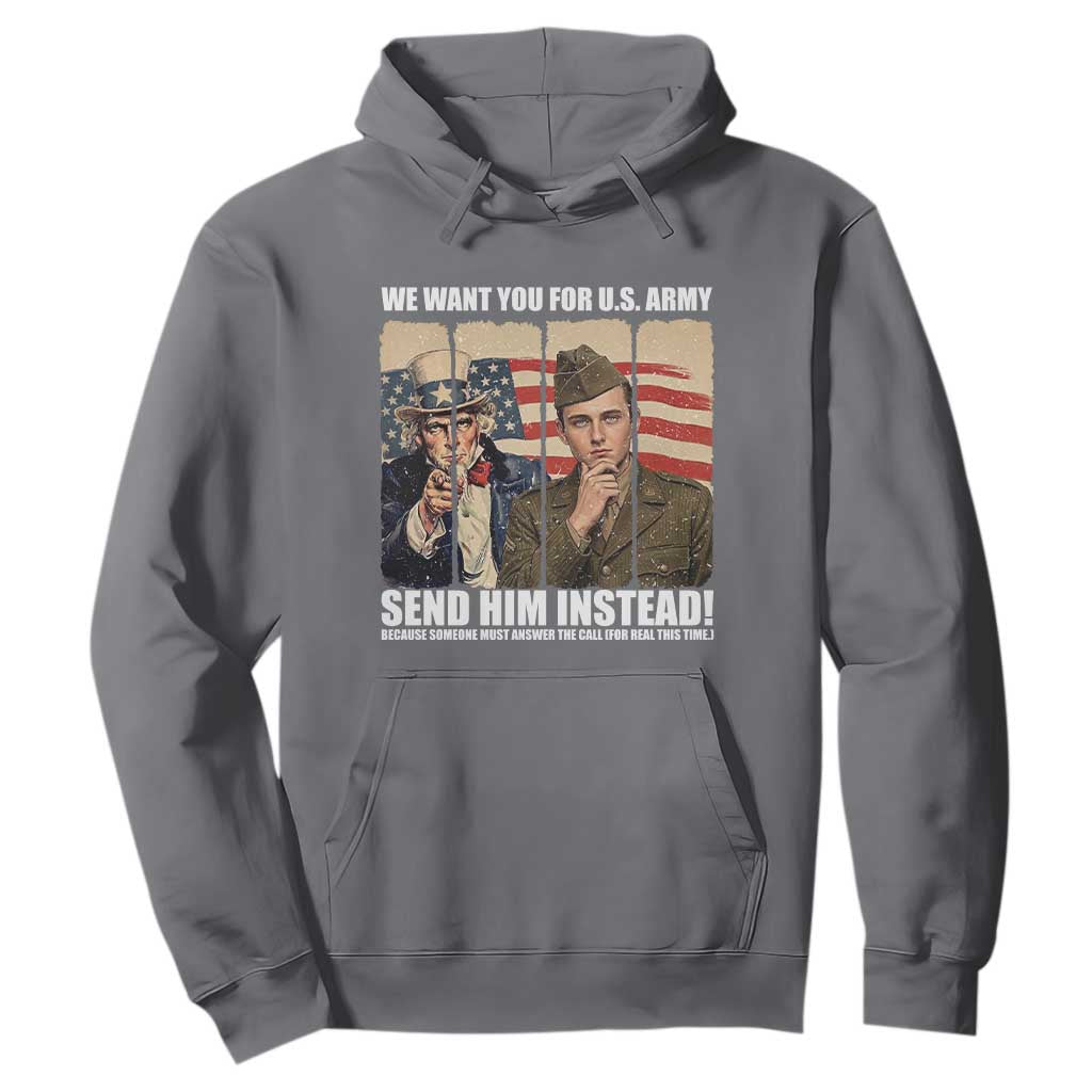 Send Barron Hoodie We Want You For US Army TS14 Charcoal Print Your Wear