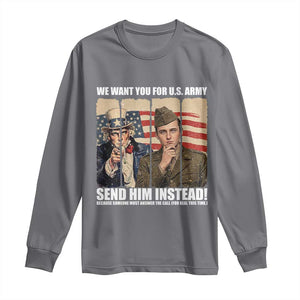 Send Barron Long Sleeve Shirt We Want You For US Army TS14 Charcoal Print Your Wear