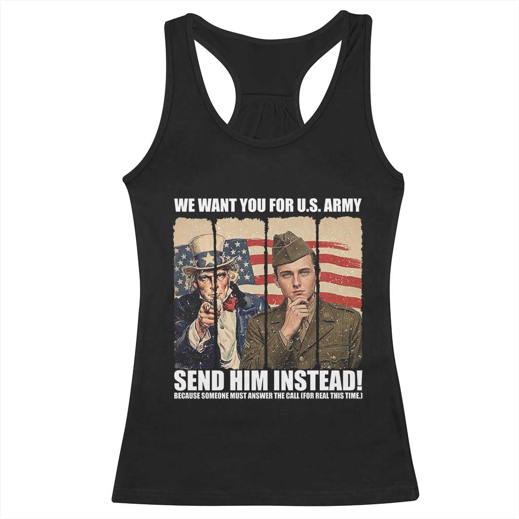Send Barron Racerback Tank Top We Want You For US Army TS14 Black Print Your Wear