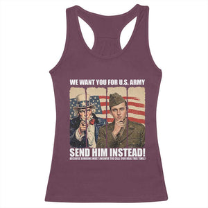 Send Barron Racerback Tank Top We Want You For US Army TS14 Maroon Print Your Wear