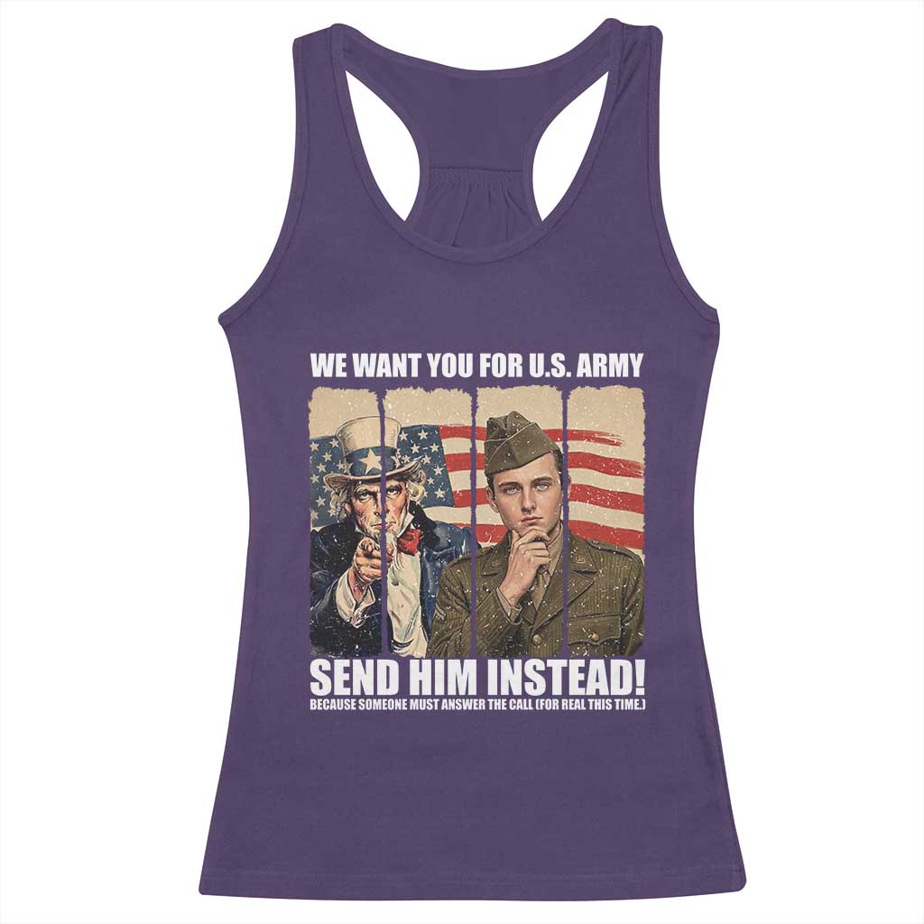 Send Barron Racerback Tank Top We Want You For US Army TS14 Purple Print Your Wear