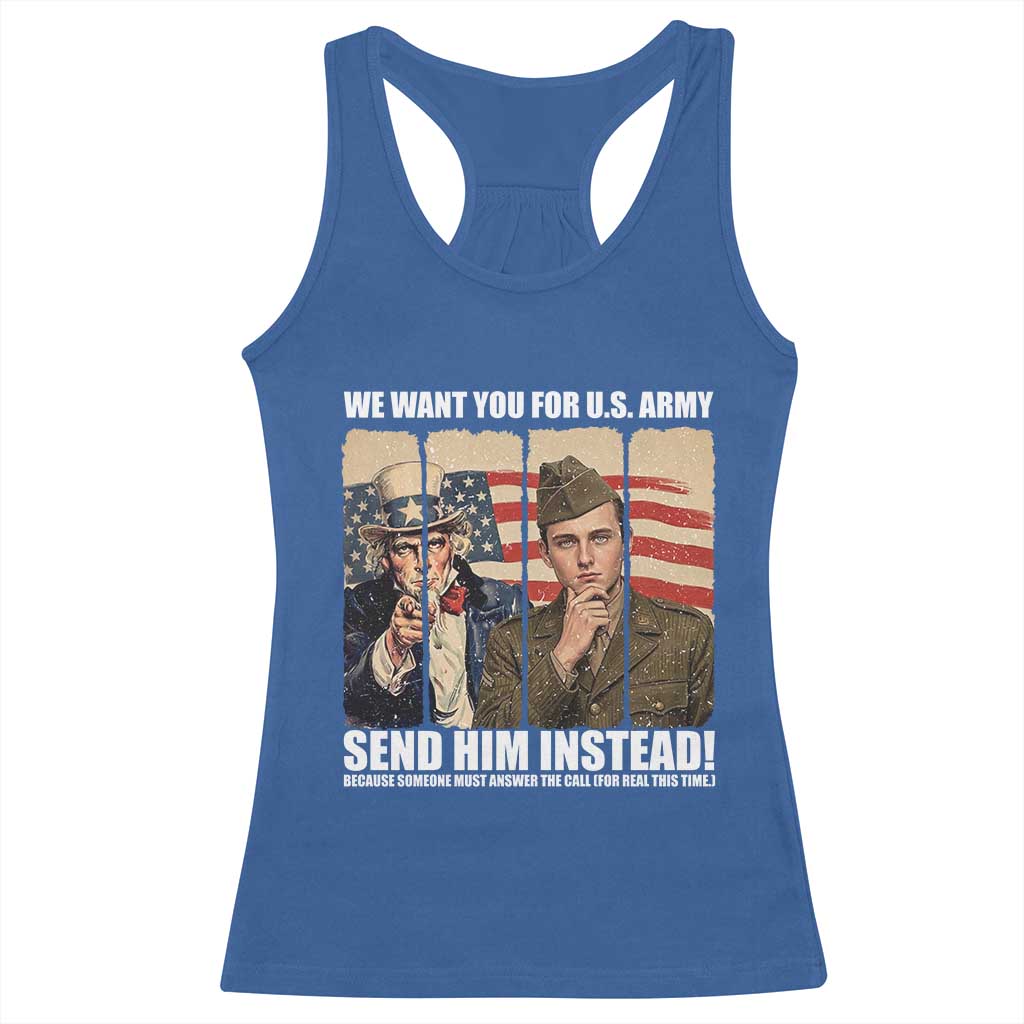 Send Barron Racerback Tank Top We Want You For US Army TS14 Royal Blue Print Your Wear