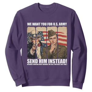 Send Barron Sweatshirt We Want You For US Army TS14 Purple Print Your Wear
