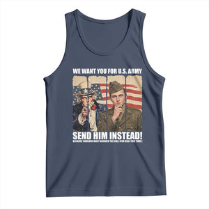 Send Barron Tank Top We Want You For US Army TS14 Navy Print Your Wear